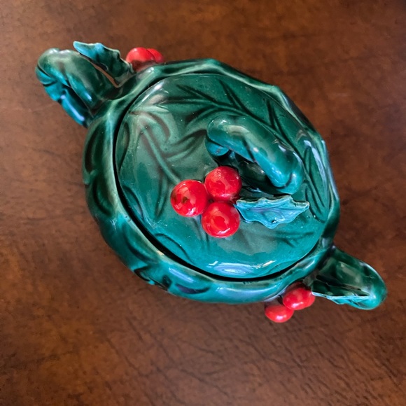 Vintage Lefton Set Creamer & Sugar bowl w/lid-Holly Berries #1355 - Picture 7 of 16